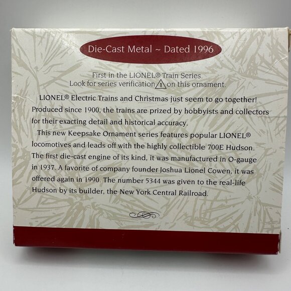 Hallmark Keepsake 700E Hudson Steam Locomotive 1996 Lionel Train in box Ornament - Picture 7 of 7